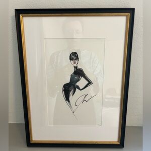Jason Wu Signed Elegant Black and White Fashion Sketch Art Print